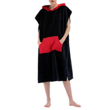 Maxbell Unisex Surf Beach Poncho Towel Wetsuit Changing Robe & Hood, Pocket Black