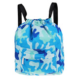 Maxbell Women Men Swim Beach Drawstring Backpack Dry Wet Separated Gym Bag Camo.Blue