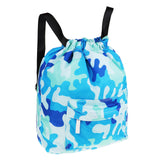 Maxbell Women Men Swim Beach Drawstring Backpack Dry Wet Separated Gym Bag Camo.Blue