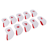 Maxbell 10pcs Golf Club Iron Head Cover Neopreen Headcover Iron Protect Set Red