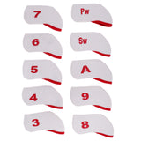 Maxbell 10pcs Golf Club Iron Head Cover Neopreen Headcover Iron Protect Set Red