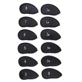 Maxbell 12 Pieces Waterproof PU Leather Golf Iron Head Cover Headcover Set Black 2