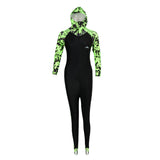 Maxbell Women Girl Full Body Swimsuit Jumpsuit Rash Guard Wetsuit XXL Green + Black