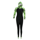 Maxbell Women Girl Full Body Swimsuit Jumpsuit Rash Guard Wetsuit L Green + Black