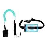 Maxbell 10ft Coiled SUP Leash Leg Rope with Waterproof Wallet Dry Bag Light Blue