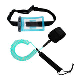 Maxbell 10ft Coiled SUP Leash Leg Rope with Waterproof Wallet Dry Bag Light Blue