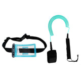 Maxbell 10ft Coiled SUP Leash Leg Rope with Waterproof Wallet Dry Bag Light Blue