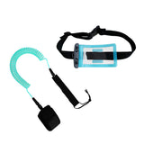 Maxbell 10ft Coiled SUP Leash Leg Rope with Waterproof Wallet Dry Bag Light Blue