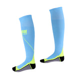 Maxbell 1 Pair Anti-Slip Compression Socks Sports Long Sock Sky Blue and Green Gray