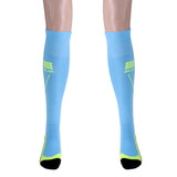 Maxbell 1 Pair Anti-Slip Compression Socks Sports Long Sock Sky Blue and Green Gray