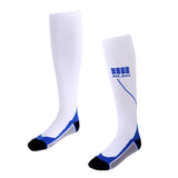 Maxbell 1 Pair Anti-Slip Compression Socks Sports Long Sock White and Blue Gray