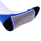 Maxbell 1 Pair Anti-Slip Compression Socks Sports Long Sock White and Blue Gray