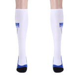 Maxbell 1 Pair Anti-Slip Compression Socks Sports Long Sock White and Blue Gray