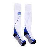 Maxbell 1 Pair Anti-Slip Compression Socks Sports Long Sock White and Blue Gray