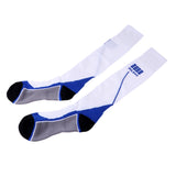 Maxbell 1 Pair Anti-Slip Compression Socks Sports Long Sock White and Blue Gray