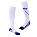 Maxbell 1 Pair Anti-Slip Compression Socks Sports Long Sock White and Blue Gray