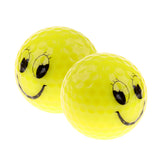 Maxbell 2 Pieces Bright Color Smile Face Pattern Training Practice Golf Balls Yellow