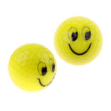 Maxbell 2 Pieces Bright Color Smile Face Pattern Training Practice Golf Balls Yellow