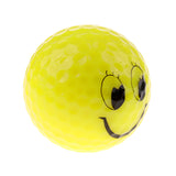 Maxbell 2 Pieces Bright Color Smile Face Pattern Training Practice Golf Balls Yellow