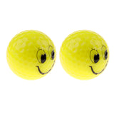 Maxbell 2 Pieces Bright Color Smile Face Pattern Training Practice Golf Balls Yellow