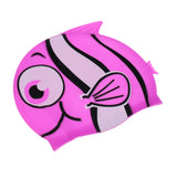 Maxbell Children Kid Silicone Swimming Bathing Cartoon Animal Fish Hat Cap Purple Red