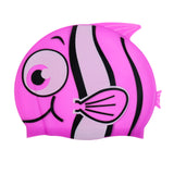 Maxbell Children Kid Silicone Swimming Bathing Cartoon Animal Fish Hat Cap Purple Red