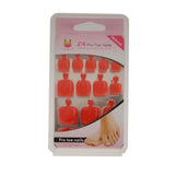 Maxbell 24pcs Pure Toe Nails Full Cover Pedicure False Nail Art Tips File Orange Red