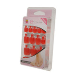 Maxbell 24pcs Pure Toe Nails Full Cover Pedicure False Nail Art Tips File Orange Red