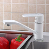 Maxbell Kitchen Sink Basin Mixer Tap Swivel Spout Brass Water Faucet Hot Cold White