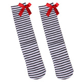 Maxbell 1-6 Years Kids Girls Princess Knee High Socks w/ Bowknot- Black and White Stripes