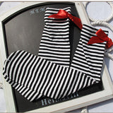 Maxbell 1-6 Years Kids Girls Princess Knee High Socks w/ Bowknot- Black and White Stripes