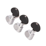 Maxbell 3L 3R Chrome Guitar Tuning Pegs Tuners Machine Heads w/ Black Scrub Button