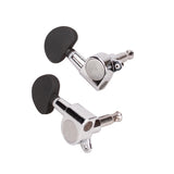 Maxbell 3L 3R Chrome Guitar Tuning Pegs Tuners Machine Heads w/ Black Scrub Button