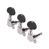 Maxbell 3L 3R Chrome Guitar Tuning Pegs Tuners Machine Heads w/ Black Scrub Button