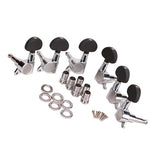 Maxbell 3L 3R Chrome Guitar Tuning Pegs Tuners Machine Heads w/ Black Scrub Button