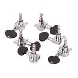 Maxbell 3L 3R Chrome Guitar Tuning Pegs Tuners Machine Heads w/ Black Scrub Button