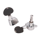 Maxbell 3L 3R Chrome Guitar Tuning Pegs Tuners Machine Heads w/ Black Scrub Button