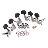 Maxbell 3L 3R Chrome Guitar Tuning Pegs Tuners Machine Heads w/ Black Scrub Button