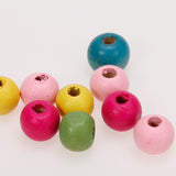 Maxbell 100pcs Assorted Bright Color 9mm Round Wooden Beads