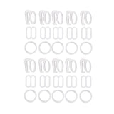 Maxbell 10 Sets Nylon Bra Strap Adjuster Slider/Hooks/O Ring Lingerie Crafts White