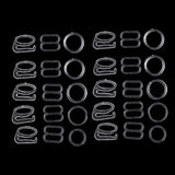 Maxbell 10 Sets Nylon Bra Strap Adjuster Slider/Hooks/O Ring Lingerie Crafts White