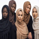 Maxbell Women's Wrinkle Scarf Crinkle Muslim Hijab Scarves Solid Long Wrap Scarf 01