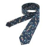 Maxbell Men's Skinny Tie Floral Printed Cotton Necktie Weddings Groom Dance Gift 05