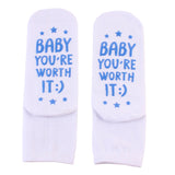 Maxbell Women's Crew Socks Cute Letter Printed Cotton Push Socks Maternity Blue