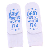 Maxbell Women's Crew Socks Cute Letter Printed Cotton Push Socks Maternity Blue