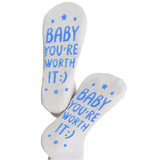 Maxbell Women's Crew Socks Cute Letter Printed Cotton Push Socks Maternity Blue