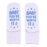 Maxbell Women's Crew Socks Cute Letter Printed Cotton Push Socks Maternity Blue