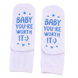 Maxbell Women's Crew Socks Cute Letter Printed Cotton Push Socks Maternity Blue