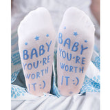 Maxbell Women's Crew Socks Cute Letter Printed Cotton Push Socks Maternity Blue