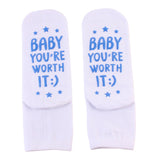 Maxbell Women's Crew Socks Cute Letter Printed Cotton Push Socks Maternity Blue